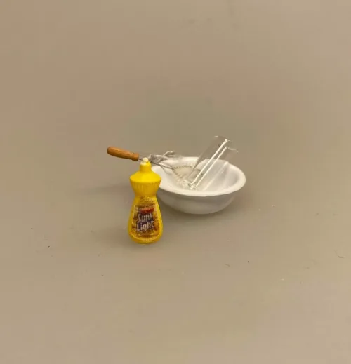 Miniature Opvaskemiddel Sun Light, opvask, dukkehus, miniature, rengøring, købmand, købmandsvarer, 1:12, biti, ribe