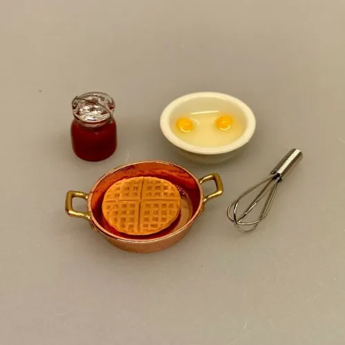 Miniature Vaffel, vaffelbager, bobble, waffel, konditor, cafe, konditori, dukkehus, dukkestue, 1:12, nisser, nissebo, nissehus, tilbehør, isvaffel, ting til, biti, ribe