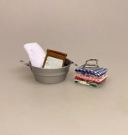 Miniature Vaskebalje Zink, balje, vaskebalje, zinkkar, zinkbalje, dukkehus, nissedør, nisse, tilbehør, ting til, dukkehusting, miniaturer, 1:12