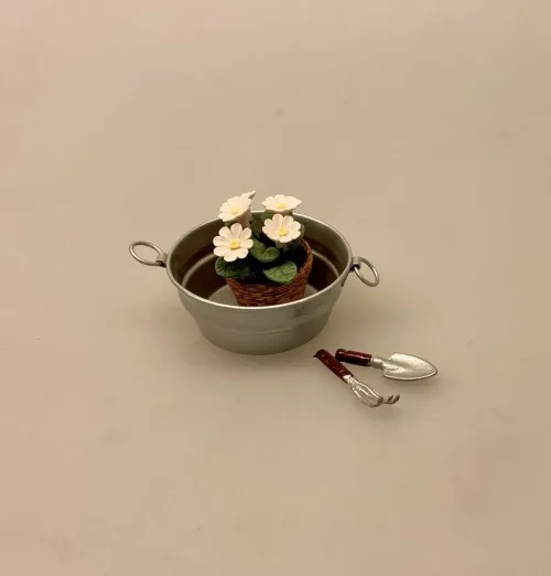 Miniature Vaskebalje Zink, balje, vaskebalje, zinkkar, zinkbalje, dukkehus, nissedør, nisse, tilbehør, ting til, dukkehusting, miniaturer, 1:12