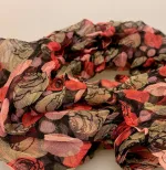 Twistet Silkechiffon med tryk 1101 - Sort, print, mønster, ren silke, ægte silke, 100%, natur, ædelt, eksklusivt, elegant, lækkert, flot, feminint, damet, gave, gaveide, rund, fødselsdag, stola, tørklæder, biti, ribe, luksus