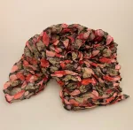 Twistet Silkechiffon med tryk 1101 - Sort, print, mønster, ren silke, ægte silke, 100%, natur, ædelt, eksklusivt, elegant, lækkert, flot, feminint, damet, gave, gaveide, rund, fødselsdag, stola, tørklæder, biti, ribe, luksus