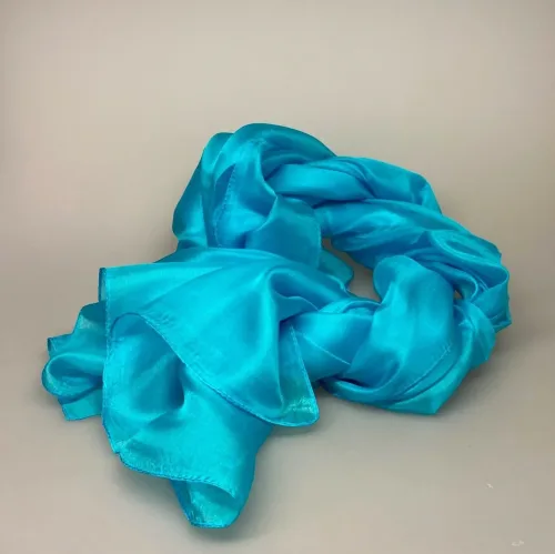 Silketørklæde Pongé 1410 XL - Turkis, stola, tørklæde, stort, fyldigt, blødt, lækkert, stola, om skulderen, over skuldrene, bolero, festtilbehør, festtøj, turkisblå, grønblå, turkis, tyrkis, biti, ribe