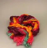 Twistet silketørklæde 1664 - Lilla/Cerise/Orange/Grå, lilla, orange, silke, ægte, ren, 100%, silketørklæde, lækkert, luksus, smart, flot, gave, gaveide, eksklusivt, elegant, sporty, håndsyet, rullede, håndrullede, kanter, sjal, stola, festligt, klare, farverigt, biti, ribe, kvalitet
