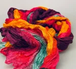 Twistet silketørklæde 1664 - Lilla/Cerise/Orange/Grå, lilla, orange, silke, ægte, ren, 100%, silketørklæde, lækkert, luksus, smart, flot, gave, gaveide, eksklusivt, elegant, sporty, håndsyet, rullede, håndrullede, kanter, sjal, stola, festligt, klare, farverigt, biti, ribe, kvalitet