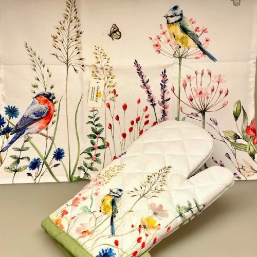 Viskestykke Bomuld med Vilde Blomster og Fugle , Grillhandske bomuld med Blåmejse og blomster, flora, vilde blomster, grøftekantsblomster, sommerhus, feminin, feminint, Grillhandske - bomuld med tryk, køkken, køkken tekstiler, grillvante, grillhandske, grydelap, varme ting, fugle, naturens fugle, oinitolog, jeg kigger på fugle, ting med fugle, danske fugle, fugle i farver, fauna, natur, flot, biti, ribe, vadehAVET, SORT SOL,