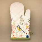 Grillhandske bomuld med Blåmejse og blomster, flora, vilde blomster, grøftekantsblomster, sommerhus, feminin, feminint, Grillhandske - bomuld med tryk, køkken, køkken tekstiler, grillvante, grillhandske, grydelap, varme ting, fugle, naturens fugle, oinitolog, jeg kigger på fugle, ting med fugle, danske fugle, fugle i farver, fauna, natur, flot, biti, ribe, vadehAVET, SORT SOL, akvarel, akvarelfarver, maler,