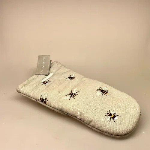 Grillhandske bomuld med tryk - Bier, bi, bier, bisværm, biavler, honning, lynghonning, biavl, honningbi, grill, weber, gaveide, kok, madlavning, gaveide, biodiversitet, natur, dansk, danmarks, insekter, biodiversitet, biti, ribe, nationalpark, vadehavet, marsken