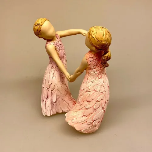 More than words - To piger som hjerte - For my Friend, min ven, veninde, venskab, hjerte, hjerteveninder, bedste ven, figur, gave, gaveide, piger, søstre, søskende, biti, ribe, figurine, yndig, speciel, dekorativ, særlig jeg tænker på dig, omsorg,