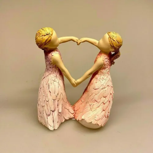 More than words - To piger som hjerte - For my Friend, min ven, veninde, venskab, hjerte, hjerteveninder, bedste ven, figur, gave, gaveide, piger, søstre, søskende, biti, ribe, figurine, yndig, speciel, dekorativ, særlig jeg tænker på dig, omsorg,