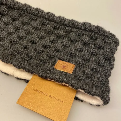 Pandebånd merinould med fleece - Nyhavn Koksgrå, pandebånd, ørevarmer, til mænd, til herrer, til damer, ulden, uld, merino, merinould, håndstrikket, windstopper, varmt, vinter, cykel, håndstrikket, mørkegråt, sort, flot, med foer, foret, fleece, kradser ikke, biti, fuza, ribe, gave, julegave, gaveide