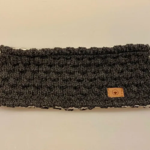 Pandebånd merinould med fleece - Nyhavn Koksgrå, pandebånd, ørevarmer, til mænd, til herrer, til damer, ulden, uld, merino, merinould, håndstrikket, windstopper, varmt, vinter, cykel, håndstrikket, mørkegråt, sort, flot, med foer, foret, fleece, kradser ikke, biti, fuza, ribe, gave, julegave, gaveide