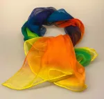 Silkechiffon 1163 XL - Regnbue, regnbuefarvet, pride, rainbow, alle farver, kulørt, stort, let, luksus, lækkert, smukt, ren, ægte, silke, 100%, silketørklæde, aflangt, stola, silkestola, festligt, kulørt, se min kjole, biti, ribe, håndrullede, kanter, kvalitet, fnuglet