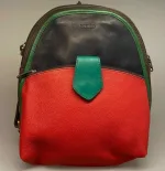 Unika Rygsæk i læder - Round Lille Rød/Blå/Grøn, rygsæk, læder, skind, lædertaske, læderrygsæk, skindtaske, spansk, elefant, kulørt, farver, farverig, sjov, one of a kind, unik, unika, speciel, lille, praktisk, smart, biti, ribe, vadehavet, gave, gaveide, arbejde, my, wallit