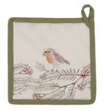 Grydelap - bomuld med tryk med Rødhals, køkkentekstiler, grydelap, pot grab, topflappen, rødhals, rødkælk, fugle, vinter, efterår, haven, haveliv, fuglebrædt, fodrer, fugle, kær, fugle i farver, danske, fugle, ornitolog, kigger på fugle, naturen, vilde, biti, ribe, sort sol, vadehavet, yndige, gave, gaveide, madlavning, praktisk, nyttig,