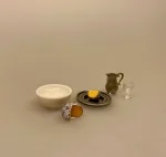 Miniature Hvid Køkkenskål porcelæn, dejfad, dejskål, bageskål, keramikskål, keramik, mini, mikro, 1:12, nisser, nissetilbehør, nisseting, dukkemad, nissedør, ting til, tilbehør dukkehus, miniaturer, sætterkasse, sættekasse, sangskjuler, julekalender, pakkekalender, jul, biti, ribe