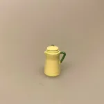 Miniature Kaffekande Gul, kaffe på kanden, kaffekande, kaffe, morgenkaffe, kaffepause, miniature, miniaturer, sætterkasse, ting, til, tilbehør, sættekasse, dukkehus, nissebo, nisser, nissedør, julekalender, kalender, pakkekalender, sangskjuler, but first coffee, uventede gæster, emalje, glud og marstrand, madam gul, madam blå, biti, ribe, 1:12,