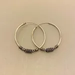 Creoler i sølv Ø 30 mm oxyderet S-mønster og dobbelt sol , creoler, billige, store, med mønster, hippie, chic, chique, boho, flippet, stacking, sølv, ægte, sterling sølv, nikkelfri, flotte, specielle, smarte, gave, gaveide, ungt, unge, piger, biti, ribe, bali
