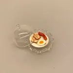 Miniature Morgenmad Spejlæg og Pølse, Miniature Morgenmad Æg Bacon og Pølse, brunch, gavekort, brunchtallerken, anretning, morgenkomplet, morgenmadsanretning, dukkehus, miniaturer, gave, symbolsk, bacon, spejlæg, biti