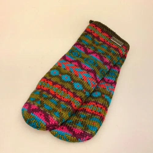 Strikkede luffer uld med foer - Oliven-Multi, benisha, fv, 2, 9430, Strikkede luffer uld med foer - Sort-Grå kulørt, luffer, vanter, uldne, strikkkede, strikluffer, damevanter, dameluffer, kradser ikke, bløde, vare´me, forede, med foer, biti,