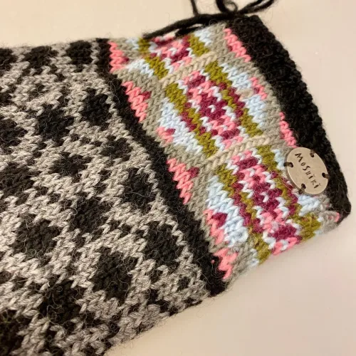 Strikkede Luffer Uld med Foer - Sort-Grå Lys Multi, akshara, fv.1, 9425, luffer, vanter, uldne, strikkkede, strikluffer, damevanter, dameluffer, kradser ikke, bløde, vare´me, forede, med foer, biti