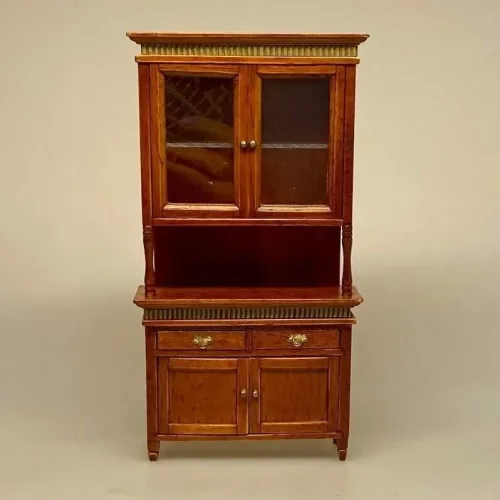 Miniature Chatol med guldkant - Nød, valnød, chartol, spisestue, møbel, skab, buffet, dukkehus, dukkehusting, dukkehusmøbler, møbler, miniaturer, 1:12, dukkemøbler, nisser, nissehus, nissebo, juleting, julekalender, lav selv, nissedør, håndlavet, titanians palads, symbolsk, gave, gaveide, elegant, stilmøbler, biti, ribe