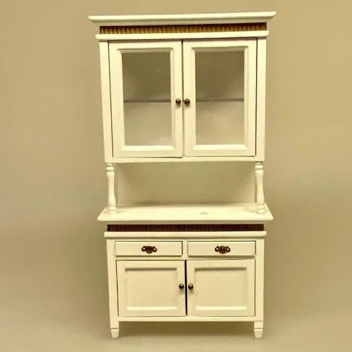 Miniature Chatol med guldkant - hvidt, chartol, spisestue, møbel, skab, buffet, dukkehus, dukkehusting, dukkehusmøbler, møbler, miniaturer, 1:12, dukkemøbler, nisser, nissehus, nissebo, juleting, julekalender, lav selv, nissedør, håndlavet, titanians palads, symbolsk, gave, gaveide, elegant, stilmøbler, biti, ribe