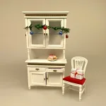 Miniature Chatol med guldkant - hvidt, chartol, spisestue, møbel, skab, buffet, dukkehus, dukkehusting, dukkehusmøbler, møbler, miniaturer, 1:12, dukkemøbler, nisser, nissehus, nissebo, juleting, julekalender, lav selv, nissedør, håndlavet, titanians palads, symbolsk, gave, gaveide, elegant, stilmøbler, biti, ribe