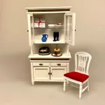 Miniature Chatol med guldkant - hvidt, chartol, spisestue, møbel, skab, buffet, dukkehus, dukkehusting, dukkehusmøbler, møbler, miniaturer, 1:12, dukkemøbler, nisser, nissehus, nissebo, juleting, julekalender, lav selv, nissedør, håndlavet, titanians palads, symbolsk, gave, gaveide, elegant, stilmøbler, biti, ribe
