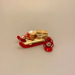 Miniature Kælk af træ Rød-Natur, kælk, trækælk, slæde, træslæde, vinter, dukkehus, tilbehør, ting, til, jul, juleting, nisser, nisserne, julegaver, juletræ, fælde, 1:12, nissedør, børn, dukkehusting, dukkehustilbehør, miniaturer, biti, ribe