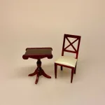 Miniature Sidebord Rektangulært Mahogni, sidebord, lampebord, miniaturer, dukkehus, tilbehør, ting til, dukkehusting, dukkehusmøbler, dukkestue, mahogni, 1:12, nisser, nissedør, julepynt, nissehus, nissebo, nisseting, biti, ribe, symbolsk, gave, gavekort, sangskjuler, titte, kikkasse, Miniature Stol Mahogni med Kryds