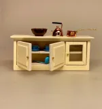 Miniature Skænk med Skabe Creme, køkkenskab, overskab, vægskab, lav, skænk, lavt, køkkenmøbel, modul, køkkenmøbel, dukkekøkken, dukkehus, nisse, køkken, nisser, nissedør, nissebo, nissehus, dukkehusting, dukkehustilbehør, tilbehør, ting, til, klinik, tandlæge, skænk, skab, kommode, buffet, laboratorium, forskning, kemi, fysik, kemilokale, forsøg, naturvidenskab, lærer, uddannet, færdig, symbolsk, gave, kemiingeniør, biokemi, biolog, , dukkehusmøbler, dukkestue, miniaturer, miniature, små, møbler, sjov, gavekort, færdig, uddannet, bevis, biti, ribe, apoteker