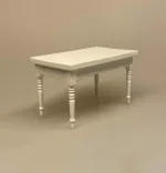 Miniature Spisebord - Hvidt, spisebord, dukkehus, dukkehuset, dukkehusmøbler, dukkestue, møbler, bord, 1:12, symbolsk gave, gavekort, pengegave, penge til, sjov, miniaturer, nisser, nissebo, nissedør, nisserne, jul, stilleben, biti, ribe