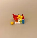 Miniature Kasse med Golden Delicious æbler, madæbler, æbler, frugt, æblekasse, 1:12, grønthandel, miniaturer, høker, købmand, butik, dukkehus, nisser, ting til, tilbehør, minimad, biti, ribe, nissedør, nissebo, birgitte frigast go morgen nisser