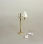 Miniature Gulvlampe Messing med Hvid Foldeskærm - Billede 6