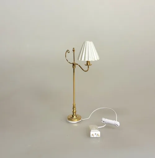 Miniature Gulvlampe Messing med Hvid Foldeskærm - Billede 6