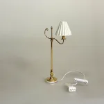 Miniature Gulvlampe Messing med Hvid Foldeskærm