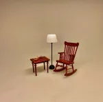 Miniature Gulvlampe sort med hvid skærm, dukkehus, tilbehør, ting til, dukkehuset, lamper, belysning, batteri, nisser, nissehus, nissebo, nissedør, hygge, julekrybbe, julelandskab, mini, lamper, biti, ribe