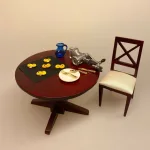 Miniature Luciabrød - 5 safranboller med rosiner, hjemmebag, julebag, lucia, luciaboller, lusekatte, lussekatte, safraboller, safranbrød, luciabrød, juleboller, nissehus, nissedør, jul, julekage, dukkehusmad, dukkehustilbehør, dukkehusting, 1:12, nissebo, nisseting, nissetilbehør, sangskjuler, advent