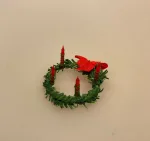 Miniature Stearinlys Kronelys 4 røde, julelys, birgitte frigast, go morgen nisser, tilbehør, nisser, nissedør, nissebo, nissehus, dukkehus, ting til, tilbehør, miniaturer, 1:12, adventskrans, mini, lillebitte, biti, ribe, DIY,