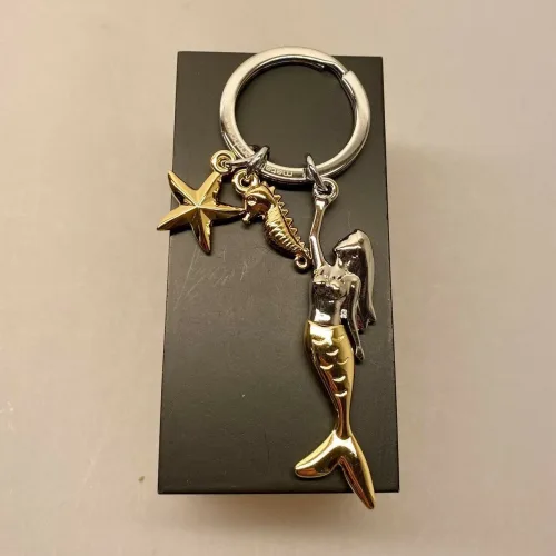 Nøglering Havfrue Søstjerne og Søhest, havfrue, mermaid, sirene, fabel, fantasi, væsen, havvæsen, eventyr, den lille, h.c.andersen, gave, gaveide, symbolsk, svømning, søfolk, sømand, skipper, styrmand, søfart, bevis, matros, sejler, skib, båd, nøglering, biti, ribe