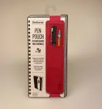 Pen Pouch - Elastik med holder til kuglepen pink, hindbær. rød, til kuglepen, tegning, tegner, noter, notesbog, smart, praktisk, penalhus, holder, kuglepensholder, gaveide, arkitekt, ideer, notater, taskeetui, biti, ribe,, studiestart, studie, arkitekt, forfatter, noter,