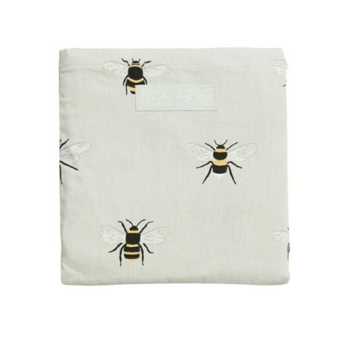 Sammenfoldeligt Net - Bier Sandfarvet, shopper, net, mulepose, stofpose, totebag, indkøbsnet, gymnastikpose, miljørigtig, genanvendelig, bier, honningbi, honningbier, biodiversitet, vild natur, vild med vilje, natur, dansk, flora, fauna, gave, gaveide, værtindegave, biti, ribe, vadehavet, nationalpark