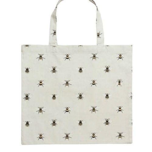 Sammenfoldeligt Net - Bier Sandfarvet, shopper, net, mulepose, stofpose, totebag, indkøbsnet, gymnastikpose, miljørigtig, genanvendelig, bier, honningbi, honningbier, biodiversitet, vild natur, vild med vilje, natur, dansk, flora, fauna, gave, gaveide, værtindegave, biti, ribe, vadehavet, nationalpark