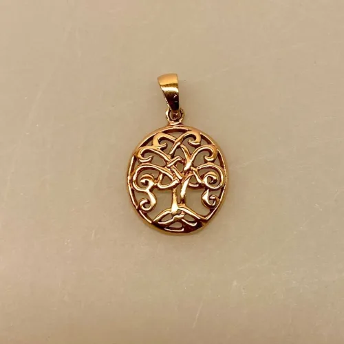 Vikingevedhæng i bronze - Livets træ Yggdrasil med keltisk krone, keltisk, flet, evighed, mytologi, nordisk, nordiske, guder, aser, asatro, gamle, ask, træ, livstræ, livstræet, for altid, gaveide, konfirmation, barnedåb, dåb, kobberbryllup, symbolik, ægte, original, kopi, smykker, vikingesmykker, museumssmykker, fund, udgravninger, biti, ribe,