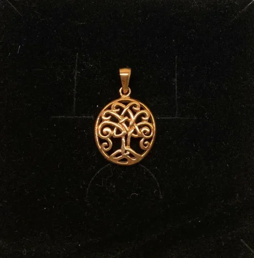 Vikingevedhæng i bronze - Livets træ Yggdrasil med keltisk krone, keltisk, flet, evighed, mytologi, nordisk, nordiske, guder, aser, asatro, gamle, ask, træ, livstræ, livstræet, for altid, gaveide, konfirmation, barnedåb, dåb, kobberbryllup, symbolik, ægte, original, kopi, smykker, vikingesmykker, museumssmykker, fund, udgravninger, biti, ribe,