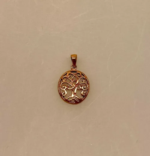 Vikingevedhæng i bronze - Livets træ Yggdrasil med keltisk krone, keltisk, flet, evighed, mytologi, nordisk, nordiske, guder, aser, asatro, gamle, ask, træ, livstræ, livstræet, for altid, gaveide, konfirmation, barnedåb, dåb, kobberbryllup, symbolik, ægte, original, kopi, smykker, vikingesmykker, museumssmykker, fund, udgravninger, biti, ribe,