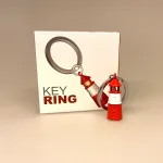 Nøglering med Fyrtårn - Rødt og hvidt, fyrtårn, leuchttrum, light house, danmark, kyster, de danske kyster, strande, blåvand, vesterhavet, lys i mørket, guide, hjælp, symbolik, symbolsk, gave, nøglering, sølv, gaveide, klippe, biti, ribe, phillippi, vartegn, på kanten, venskab,