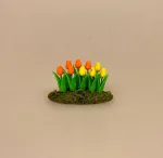 Miniature Bed med Tulipaner gul orange, påske, forår, forårsblomster, forårsbed, tulipanbed, biti, ribe, gartner, planteskole, have, havearbejde, biti, ribe