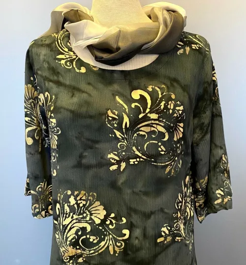 Tunika Model Puri - Krummelurer Sort, grå, elegant, tunika, bluese, lang, slank, feminin, facon, figursyet, elegant, holdbar, kvalitet, flot, fest, festlig, biti, ribe, batik, tryk,